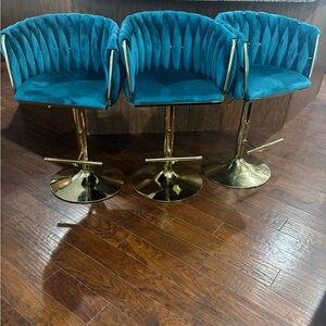 Elegant Green and Gold Bar Stools